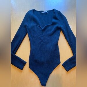Abercrombie & Fitch Black Ribbed Knit Bodysuit